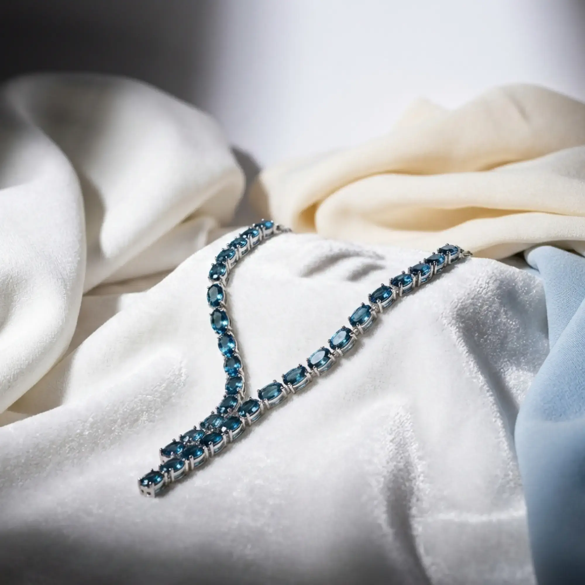 Lustre Cascade – London Blue Topaz Necklace  & Earrings Set