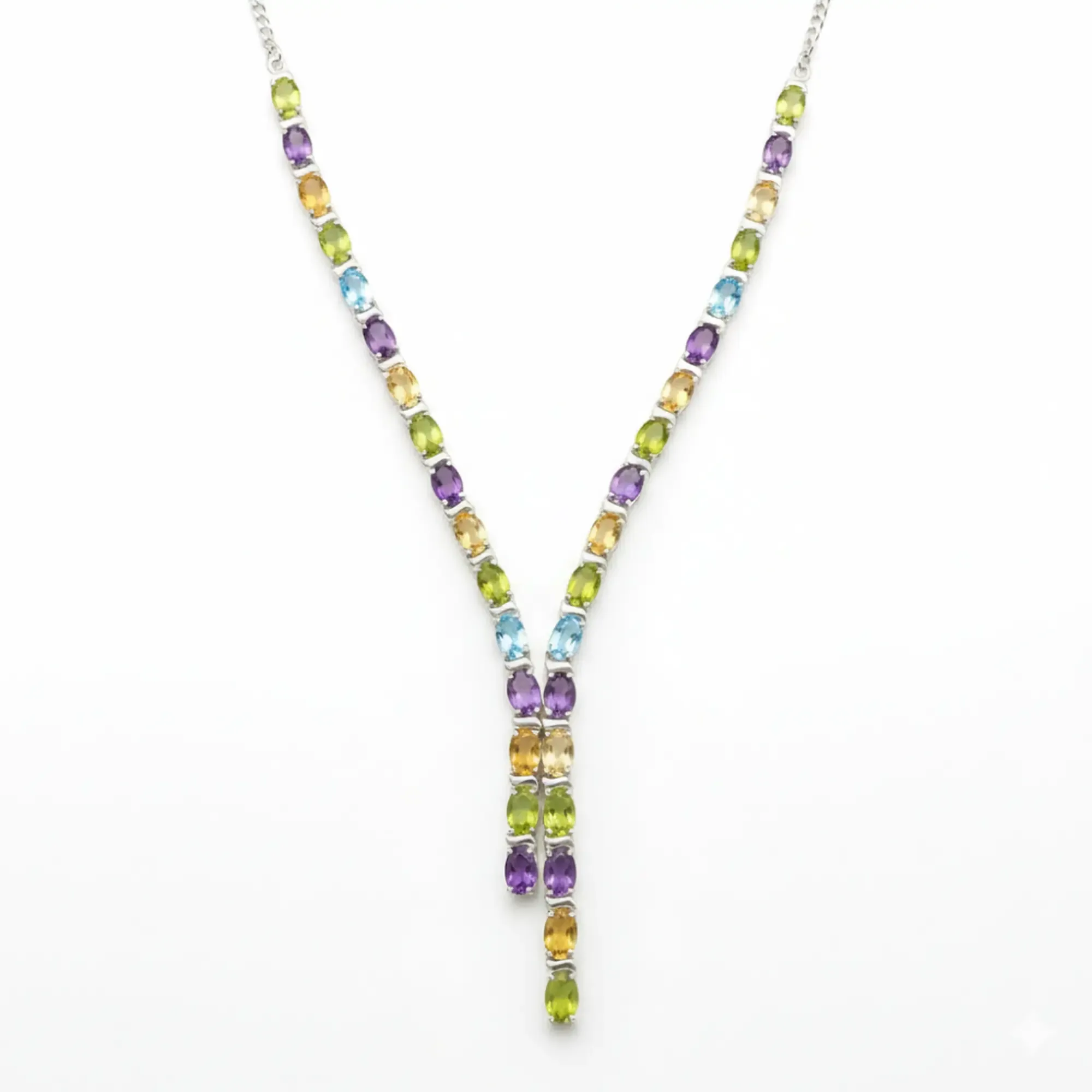 Lustre Cascade – Multi Color Gem Necklace  & Earrings Set
