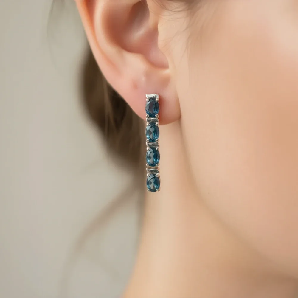 Blue Topaz Cascade Drop Earrings