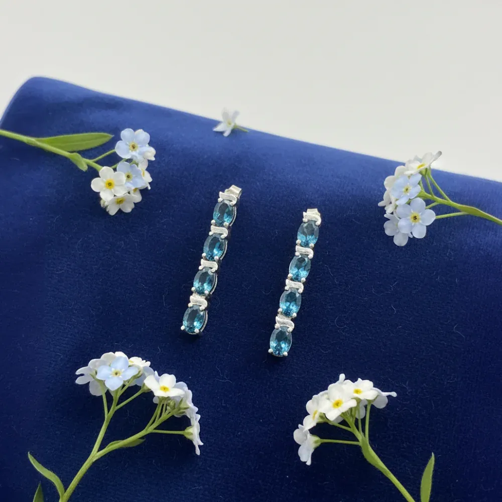 Blue Topaz Cascade Drop Earrings