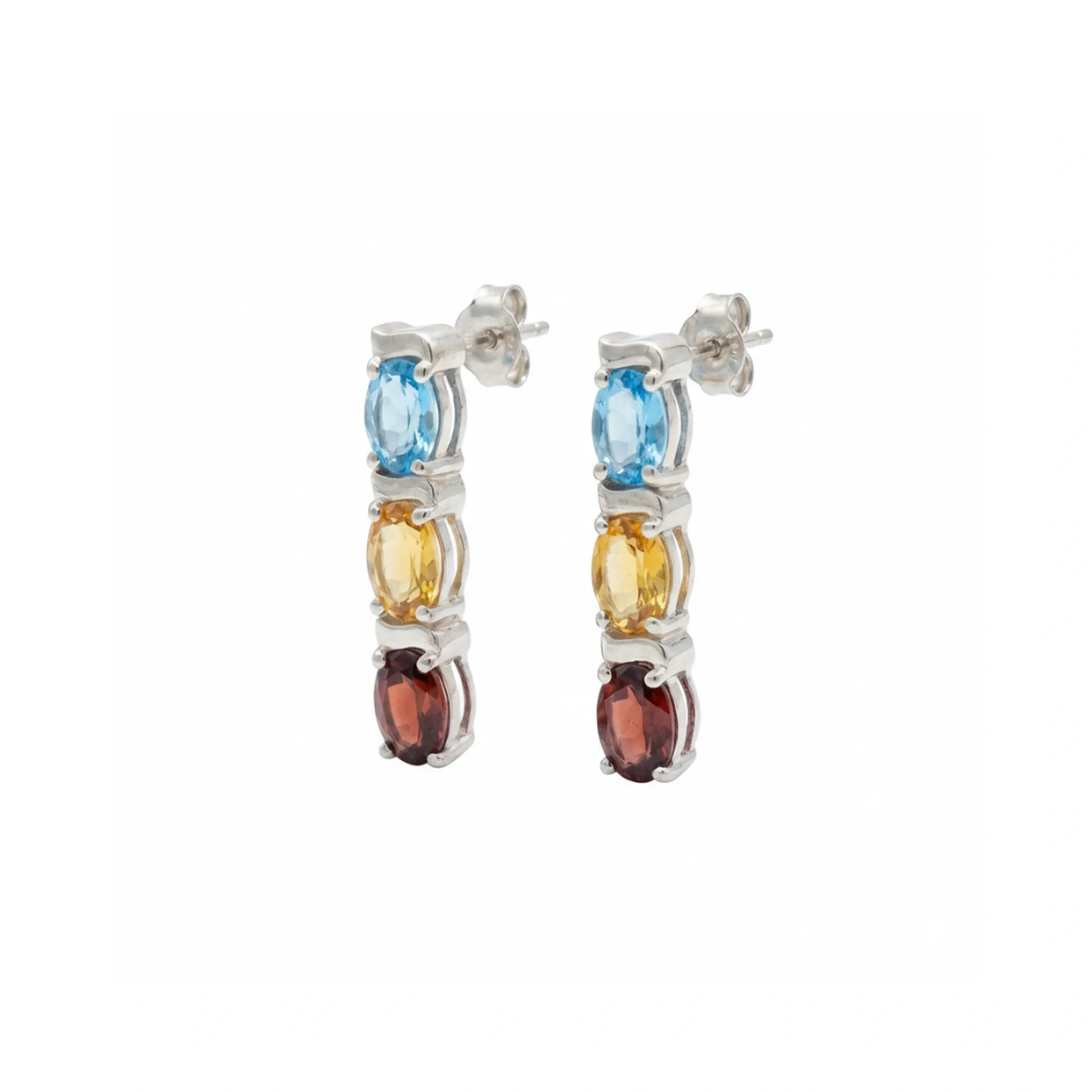 Tri-Gem Radiance Drop Earrings