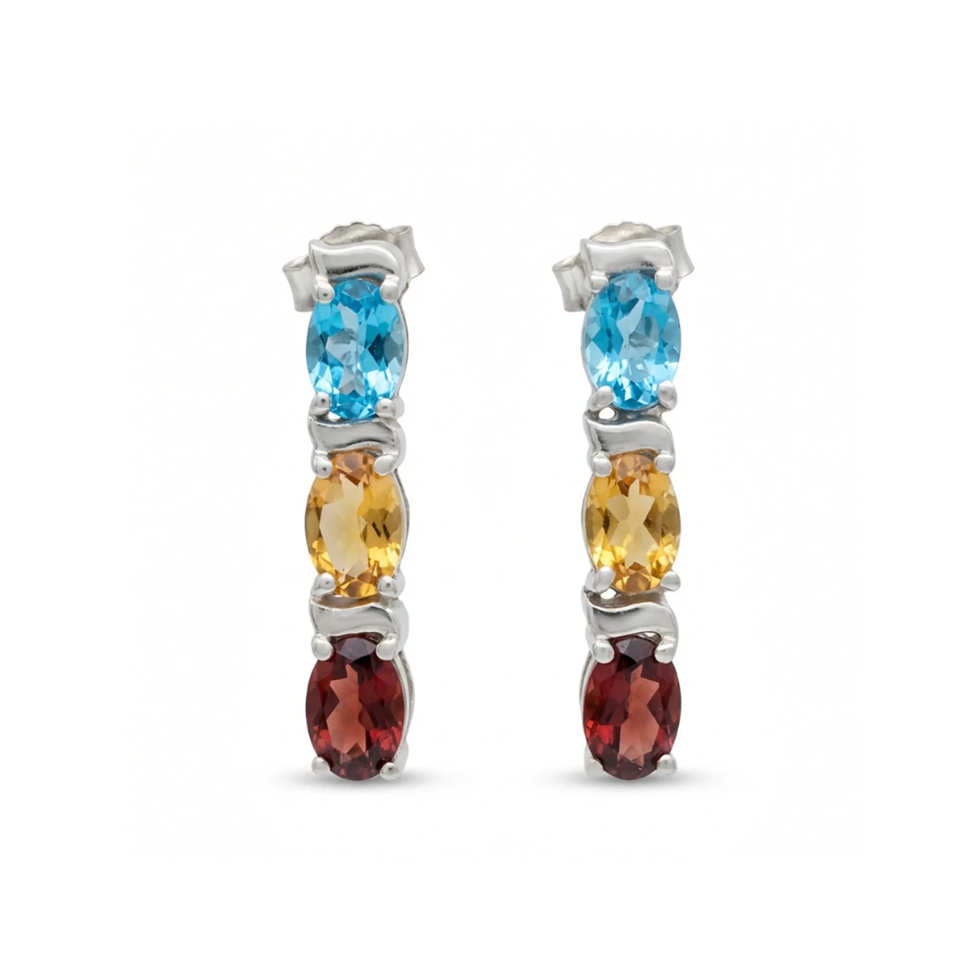 Tri-Gem Radiance Drop Earrings