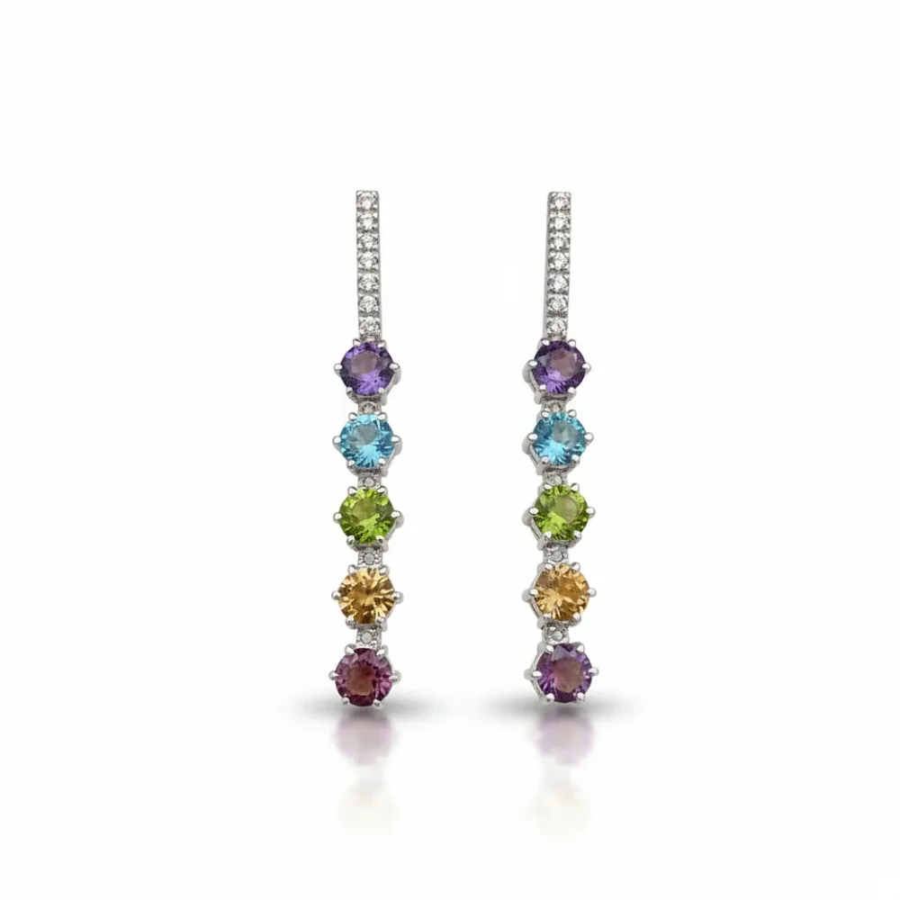 Spectrum Cascade Gemstone Drop Earrings
