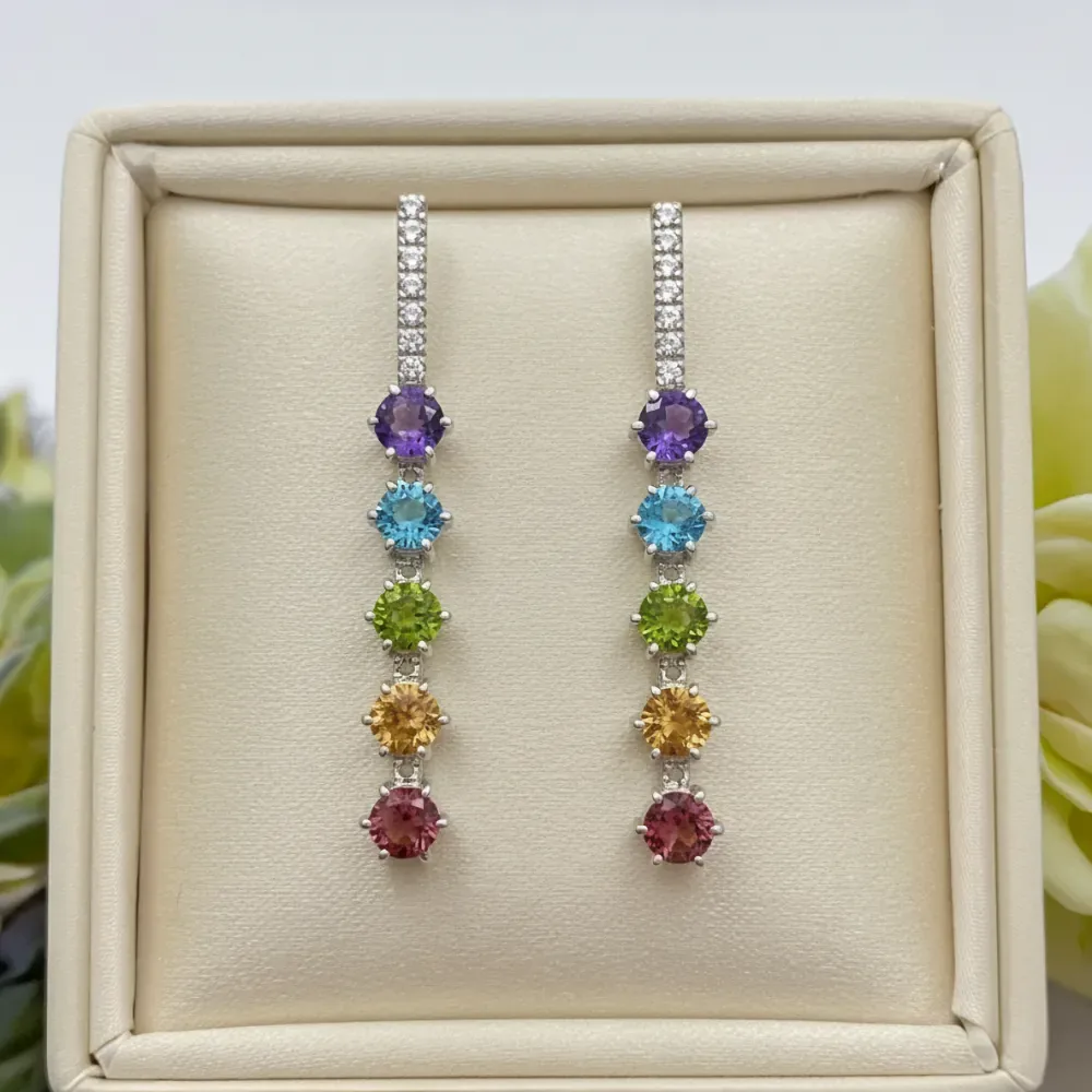 Spectrum Cascade Gemstone Drop Earrings
