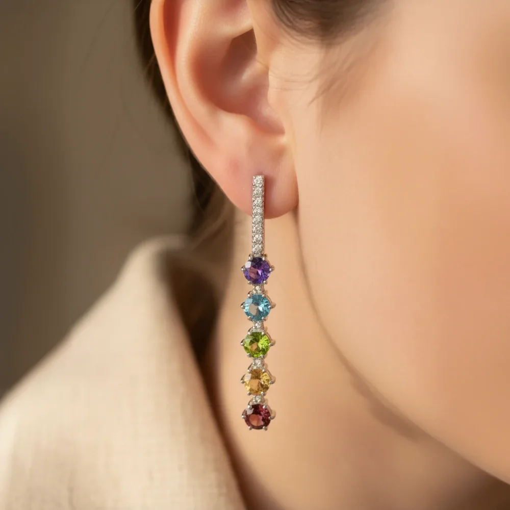 Spectrum Cascade Gemstone Drop Earrings