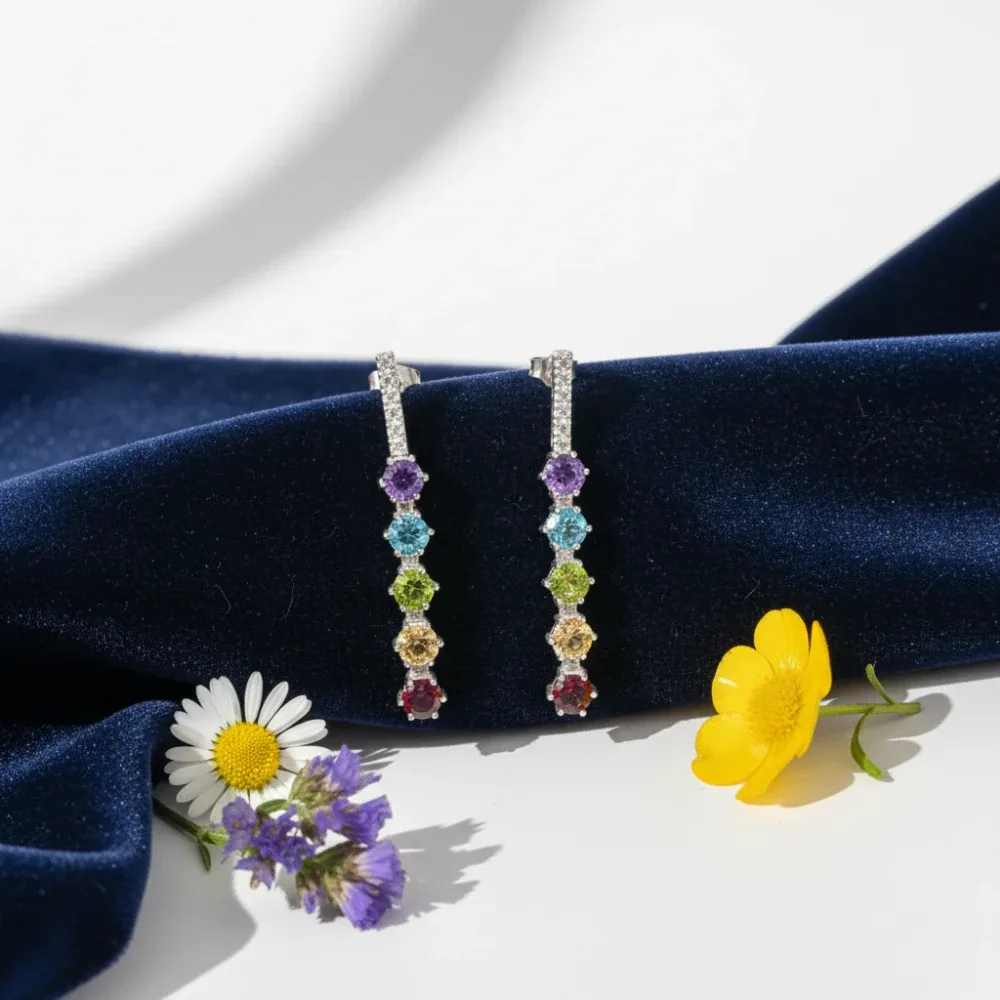 Spectrum Cascade Gemstone Drop Earrings