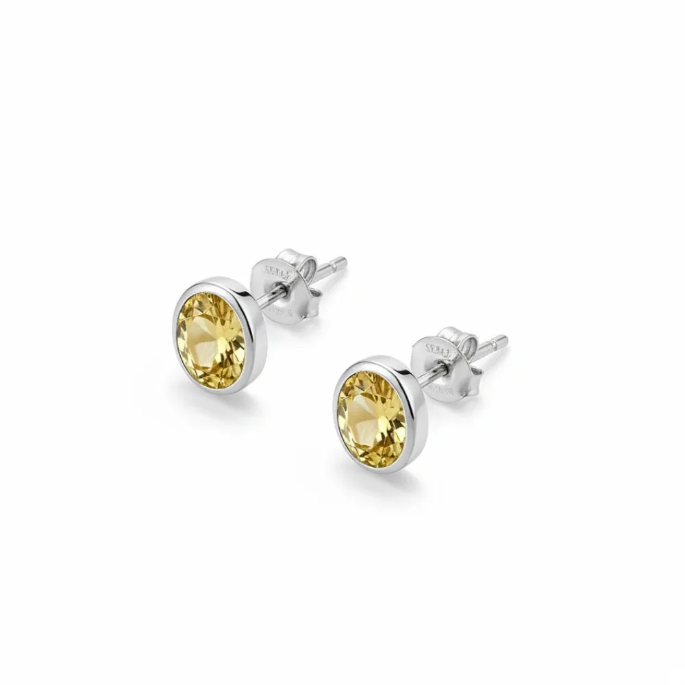 Golden Glow Citrine Oval Studs
