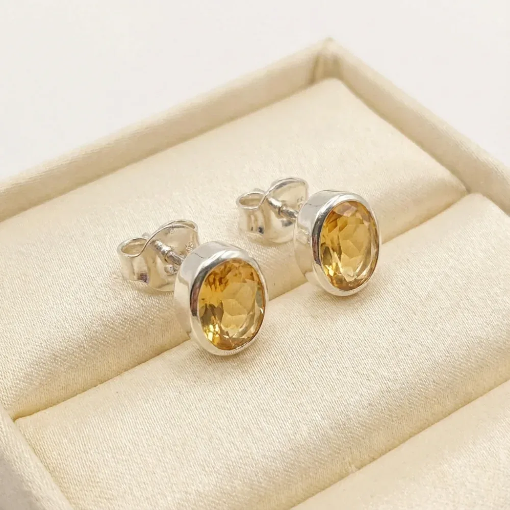 Golden Glow Citrine Oval Studs