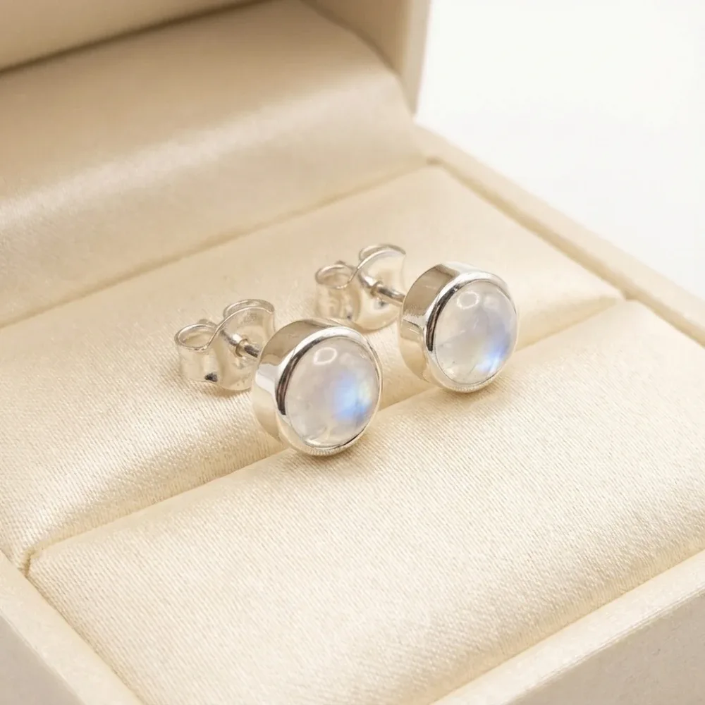 Lunar Glow Moonstone Oval Studs