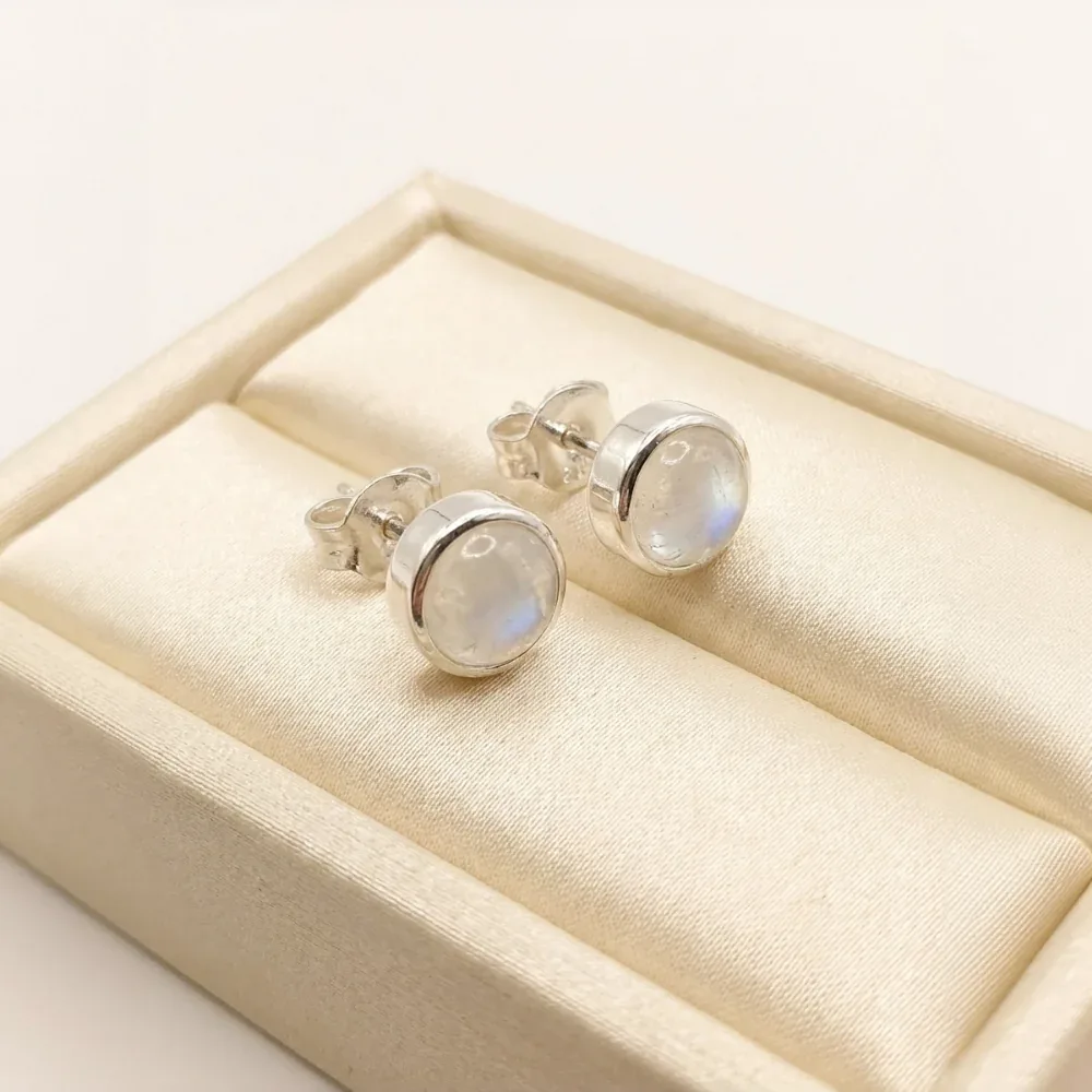 Lunar Glow Moonstone Oval Studs