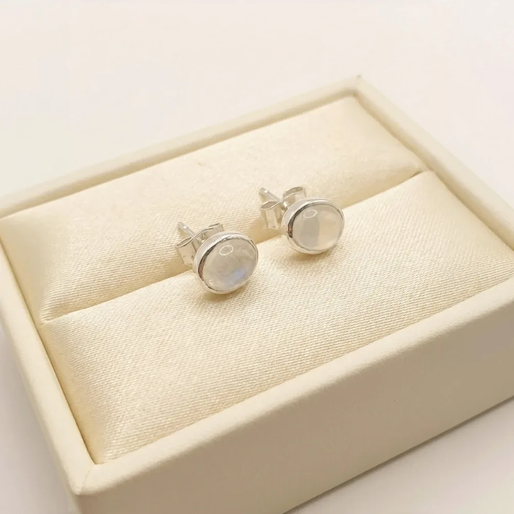 Moonlit Glow Cabochon Stud Earrings