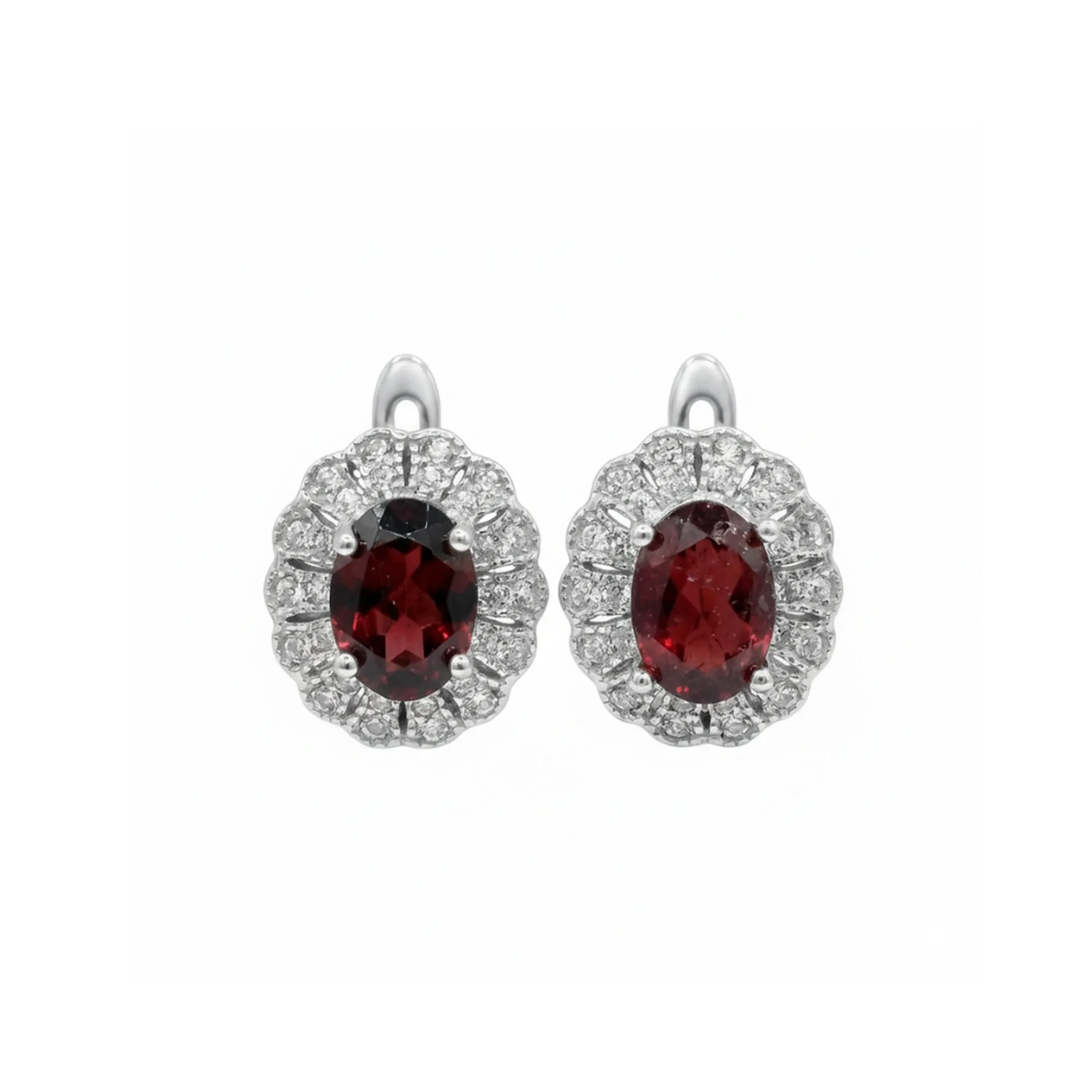 Garnet Royal Bloom Halo Earrings