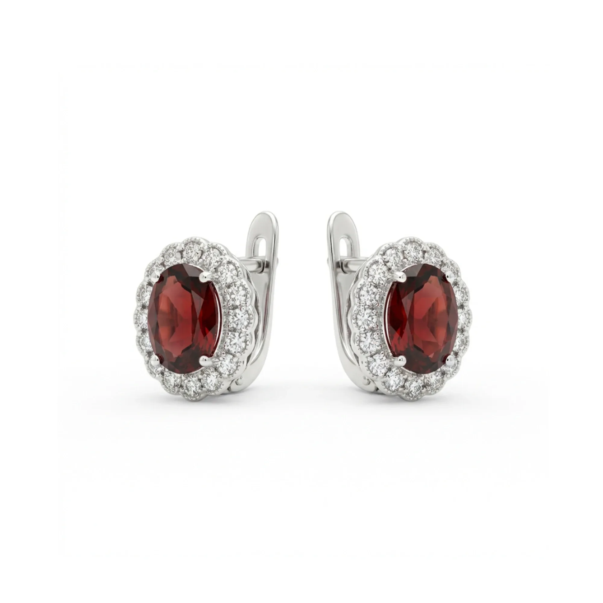 Garnet Royal Bloom Halo Earrings
