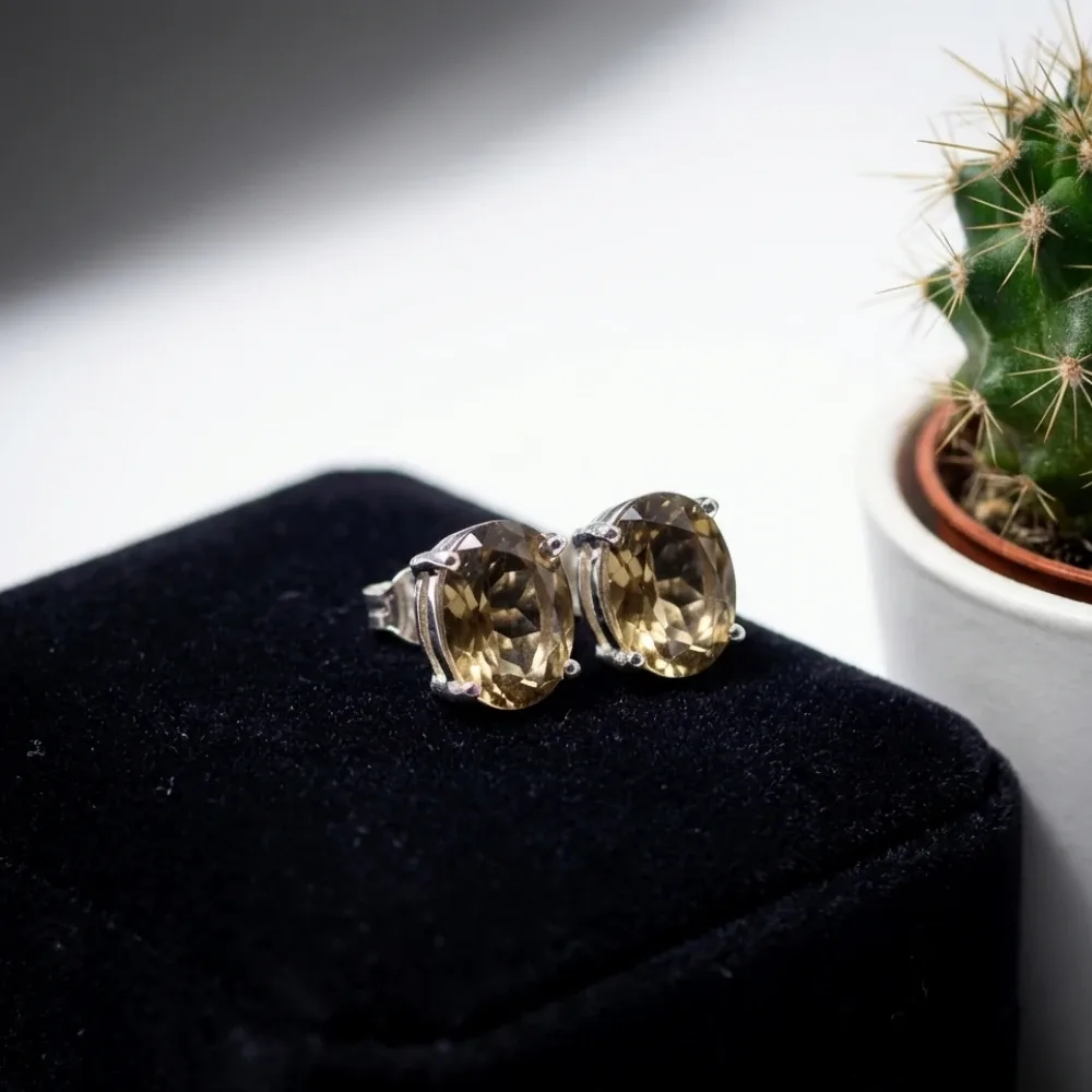 Champagne Glow Topaz Oval Studs