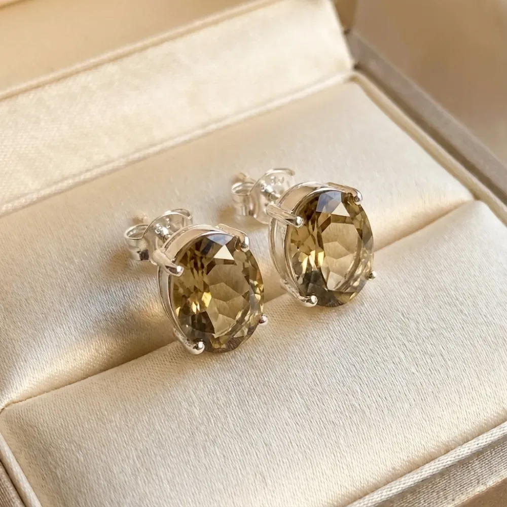 Champagne Glow Topaz Oval Studs