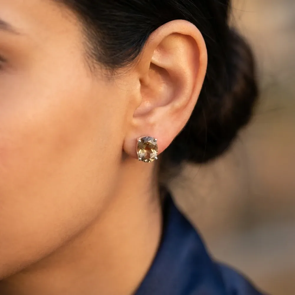 Champagne Glow Topaz Oval Studs