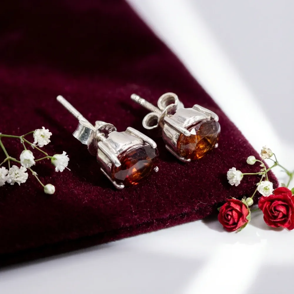 Ember Glow Hessonite Studs