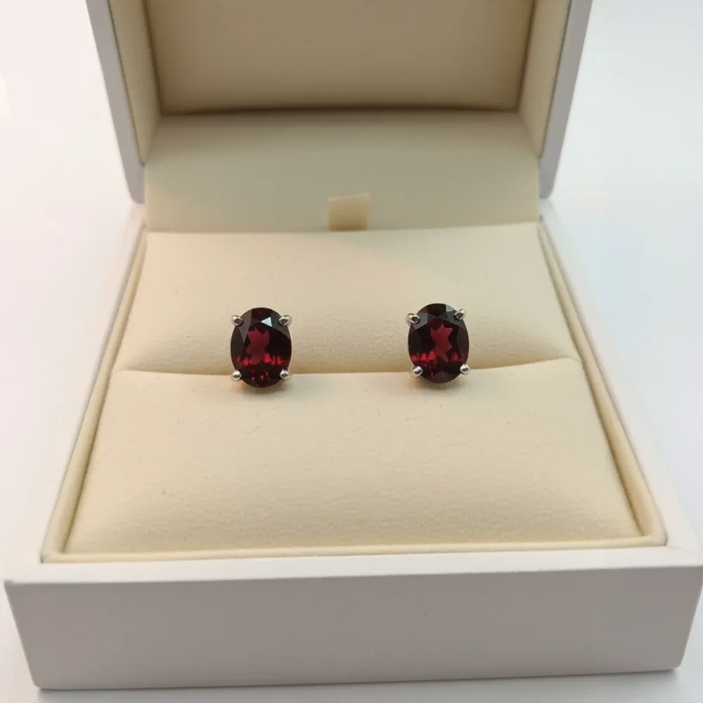 Garnet Radiance Oval Studs
