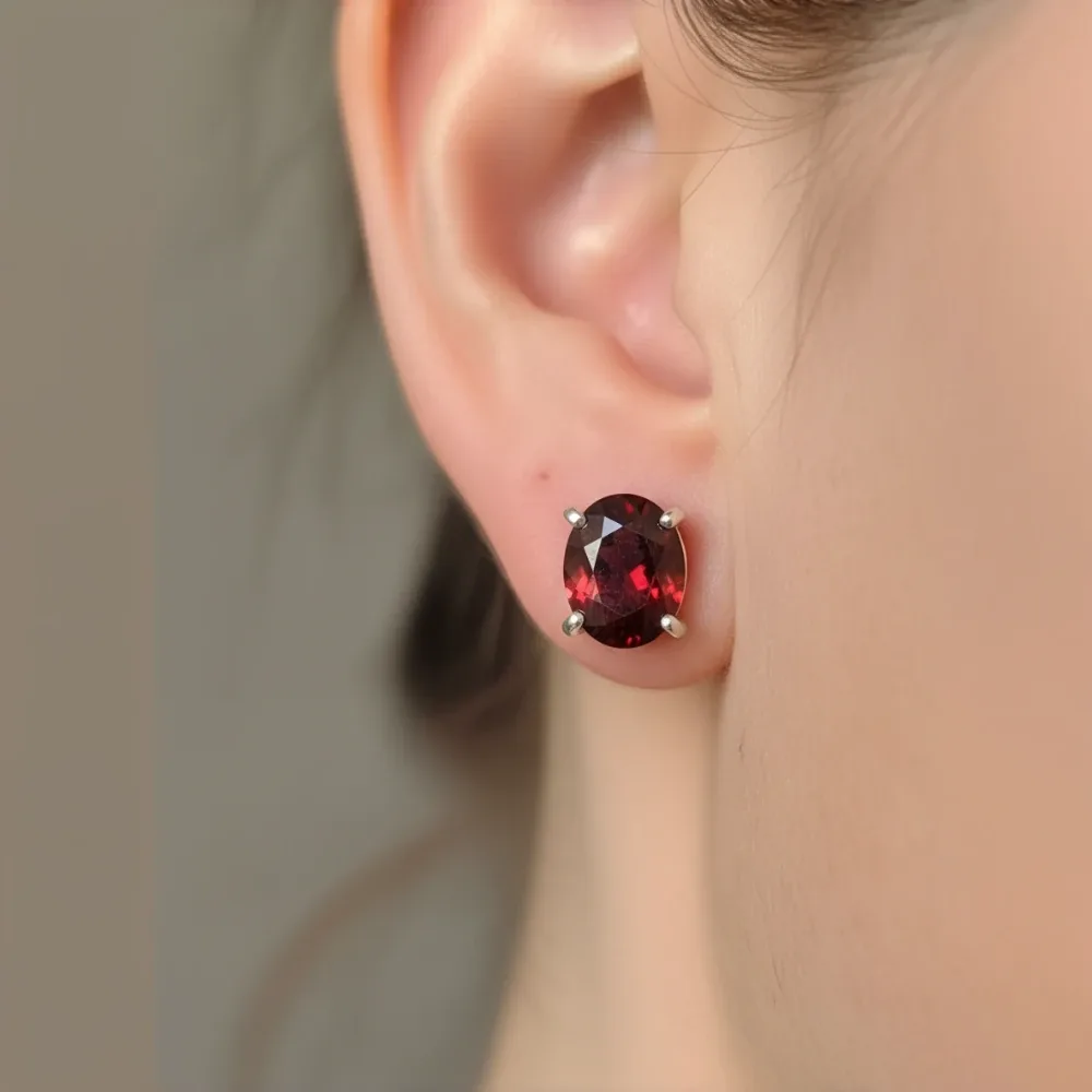Garnet Radiance Oval Studs