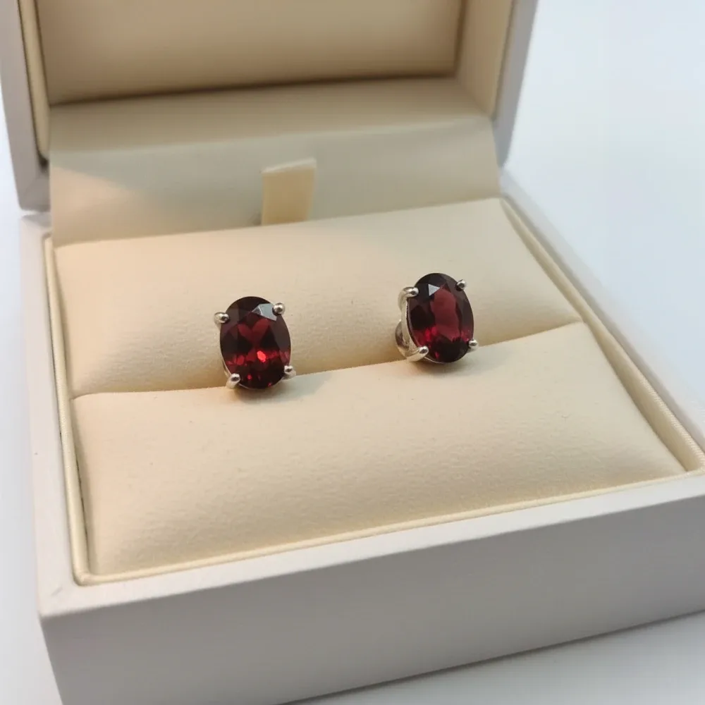 Garnet Radiance Oval Studs