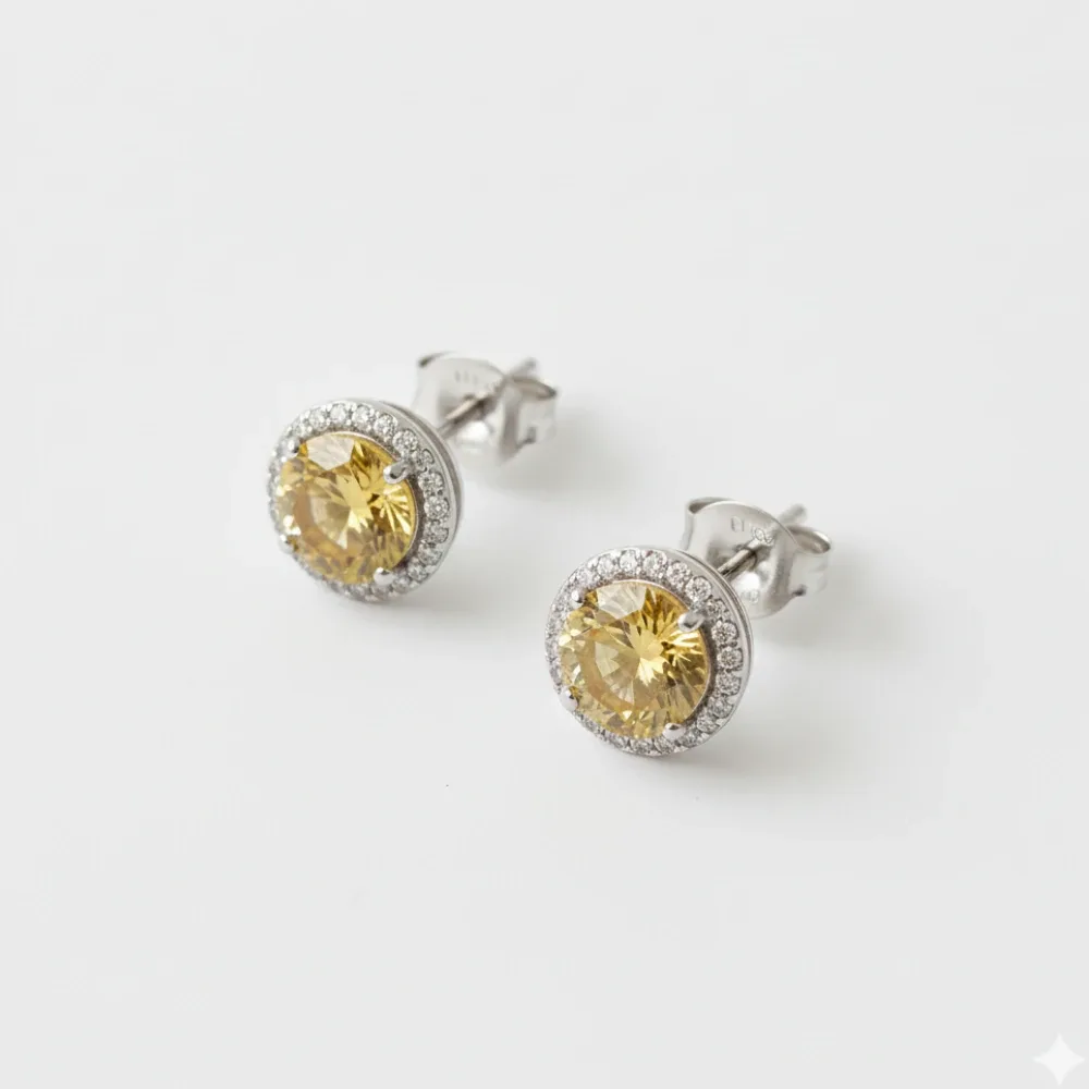 Citrine Sunlight Halo Ear Studs