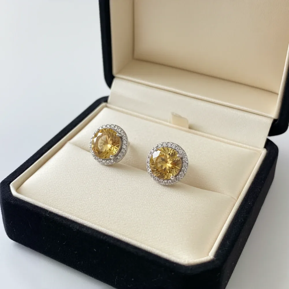 Citrine Sunlight Halo Ear Studs